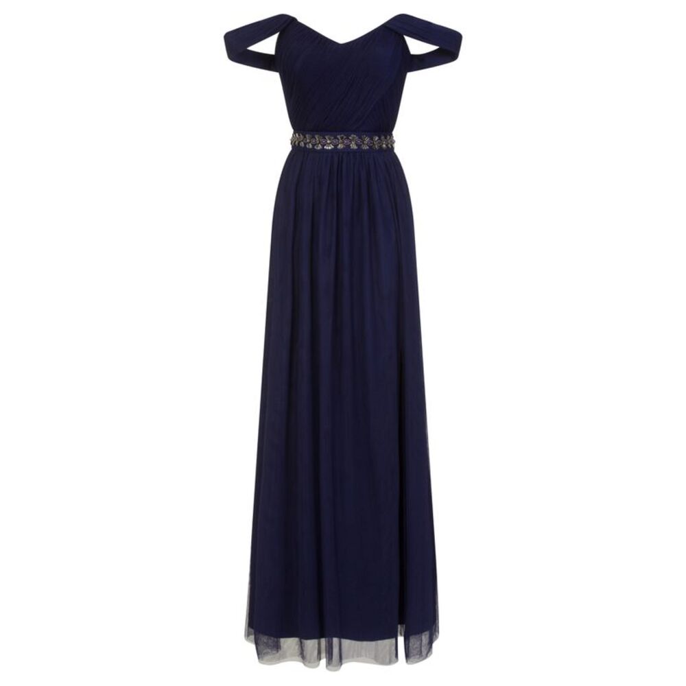 Little Mistress Womens/Ladies Navy Jewel Waist Maxi Dress / Navy